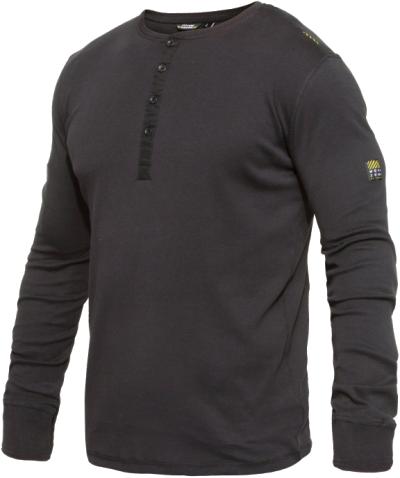Standard Grandad T-shirt ,langærmet, ensfarvet sort