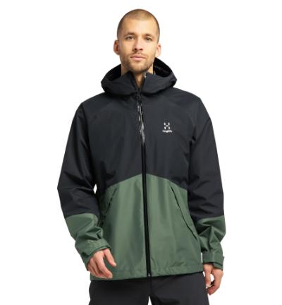 Haglöfs Skuta Regnjakke, str. S, Black/Fjell Green