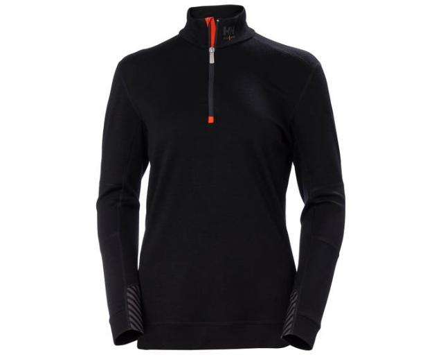 HH Lifa Merino, undertrøje m/krave, damemodel, sort, hovednr