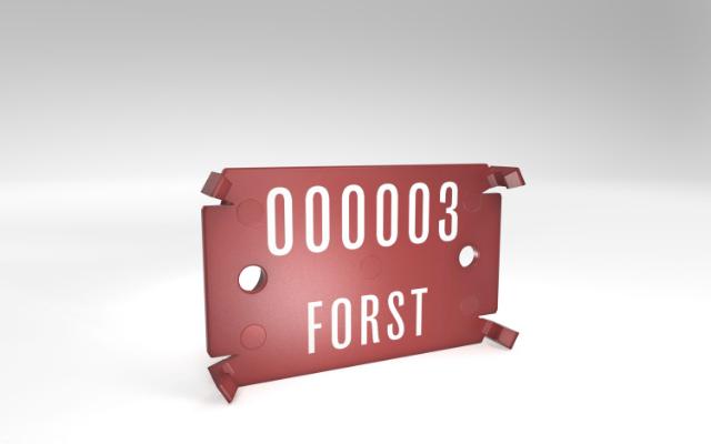 Signumat, løv, 002, rød, med hvid tekst