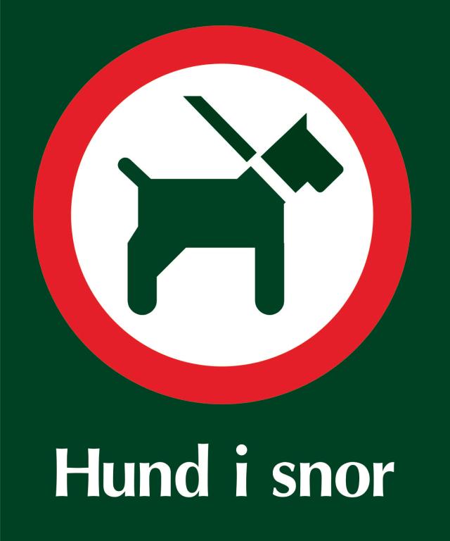Skilt: Hund i snor, 10 x 12 cm