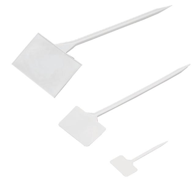 Standetiket, PVC, 6,5 x 9,5 cm, 20 stk. /pose, hvid, H: 35 c